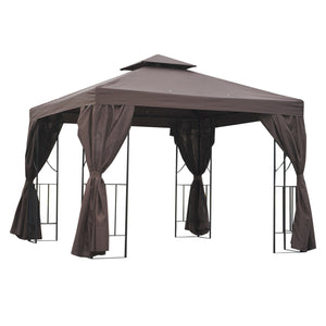 10' x 10' Patio Gazebo Outdoor, Canopy Shelter with Double-tier Roof, Pavilion Sidewalls for Garden Events