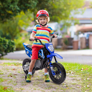 Qaba 12V Kids Dirt Bike, Electric Motorcycle with Twist Grip Throttle, Training Wheels, Rear Suspension & Music