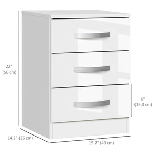 Bedside Table Set of 2, Modern Nightstand with Drawers and High Gloss Fronts, Night Table for Bedroom, Black – view 9