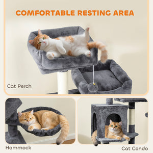 Cat Tree, 70" Multi-Level Cat Tower with 2 Condos, 2 Perches, Hammock, Toy Balls – view 4