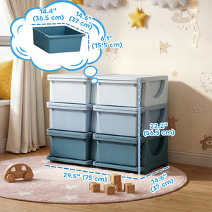 Qaba 3 Tier Kids Toy Organizer and Storage Bins with 6 Plastic Drawers