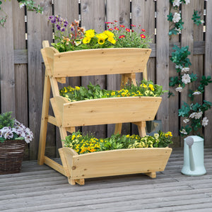 3 Tier Raised Garden Bed, 23.5" x 29.5" x 30.3" Vertical Wooden Elevated Planter Box Kit, Plant Stand for Flowers, Vegetables, Herbs