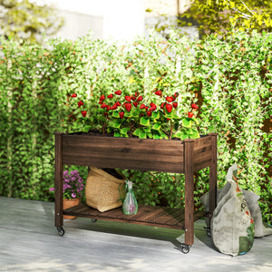 Mobile Raised Garden Bed Elevated Wood Planter Box with Lockable Wheels – view 21