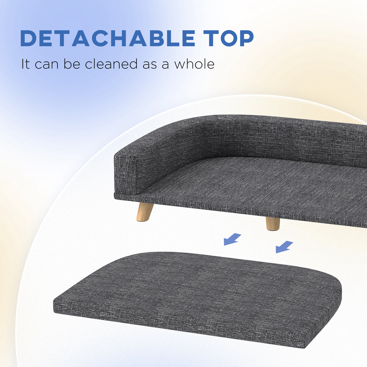 Dog Sofa for Large Dogs with Washable Cover, Anti-slip Foot Pads, Dark Grey – view 4