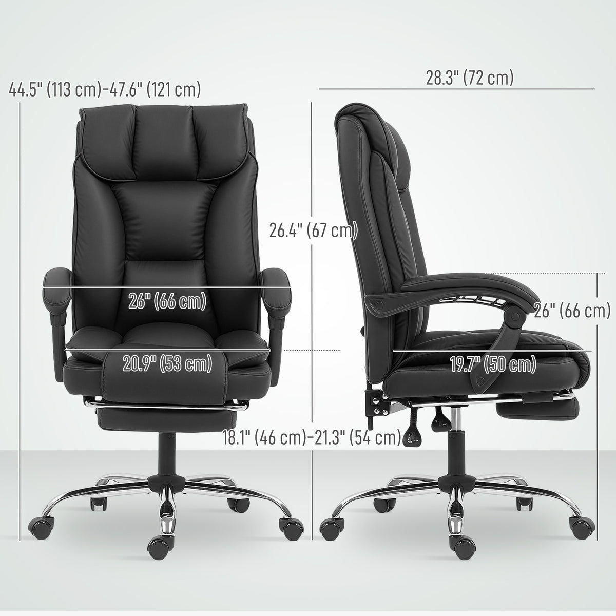 Executive Office Chair, Pet-Friendly Leather Ergonomic Desk Chair with Footrest, Swivel Recliner, Beige – view 9