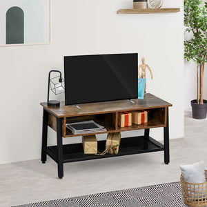 Industrial TV Stand, TV Console Table for TV up to 45'' Flat Screen, Entertainment Center for Living Room, Bedroom, Rustic Brown