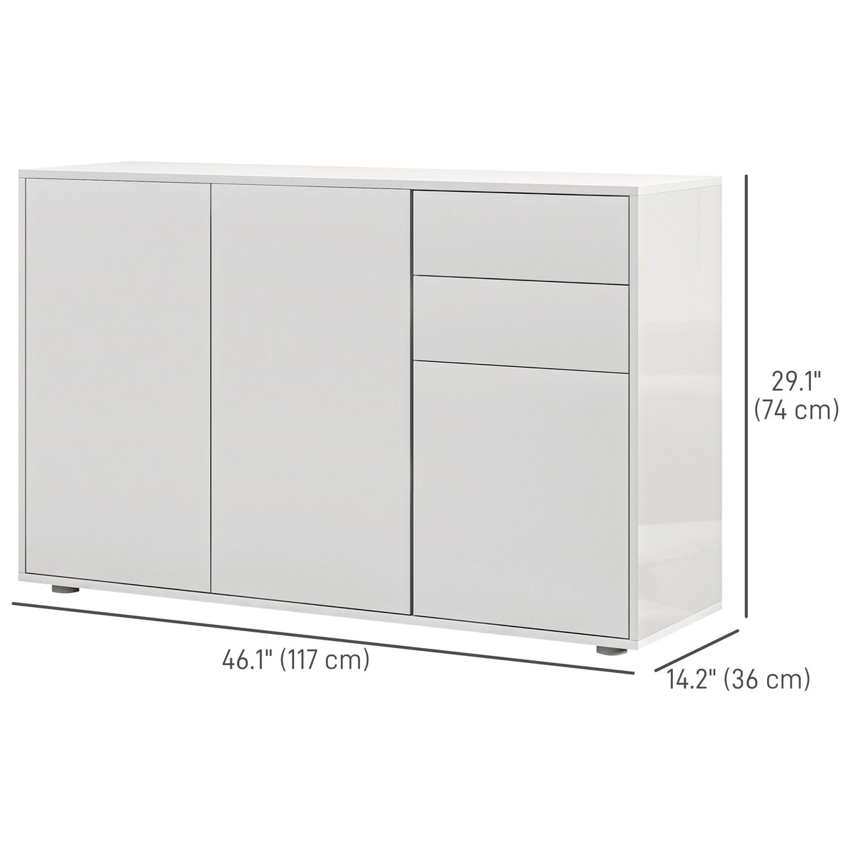 Kitchen Sideboard Storage Cabinet, Modern Coffee Bar with Push-Open Design and 2 Drawers for Living Room – view 6