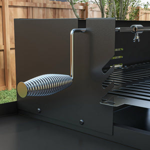 BBQ Rotisserie Grill Charcoal, Split Roaster for Chicken Turkey, 3-Level Grill Grate, Storage Shelves, Stainless Steel