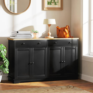 Modern Sideboard, Buffet Cabinet with Storage Drawers, Adjustable Shelves for Living Room, Dining Room, Entryway, Black