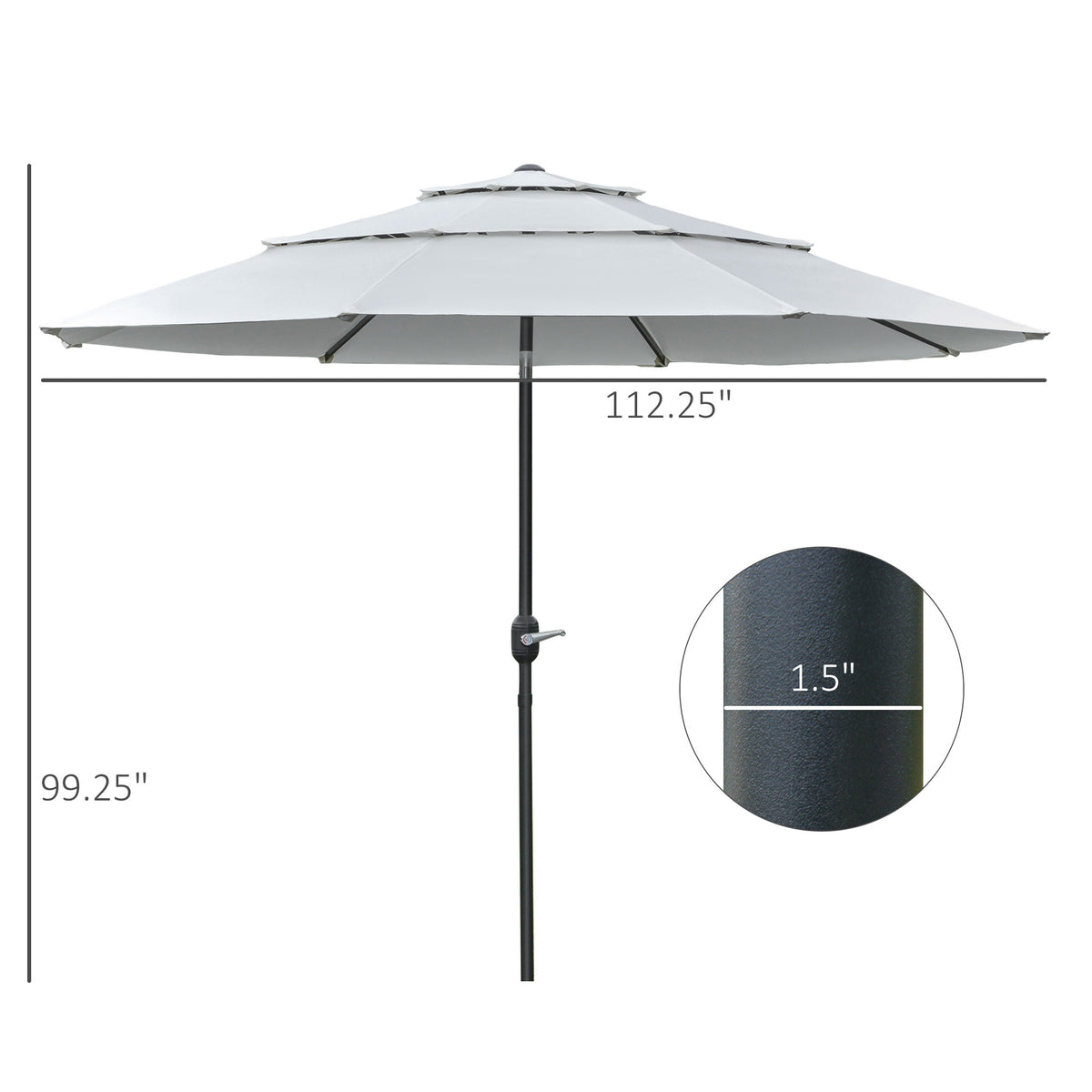 9FT 3 Tiers Patio Umbrella Outdoor Market Umbrella with Crank, Push Button Tilt for Deck – view 2
