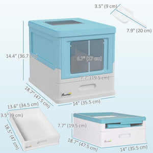 Top Entry Enclosed Kitty Litter Box with Scoop, Tray, Front Entry, Large Space, Foldable, Portable, Grey – view 9
