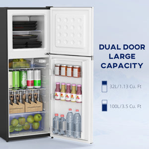 Double Door Mini Fridge with Freezer, 4.6 Cu.Ft Small Refrigerator with Thermostat, Shelves – view 10