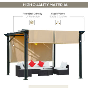 12' x 10' Outdoor Patio Gazebo Pergola with Retractable Canopy Roof, Steel Frame with Stakes – view 5