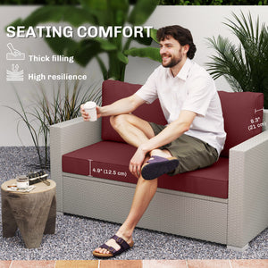 Outdoor Seat Cushions with Backrest, Loveseat Double Sofa Outdoor Furniture Cushions, Beige – view 38