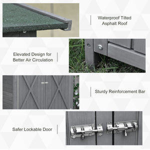 Garden Storage Shed Asphalt Roof Wooden Timber Double Door Utility Storage House with Shelf, Green and Grey