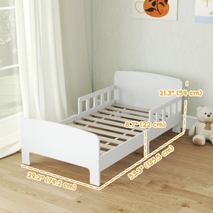 Qaba Toddler Bed Frame with Safety Side Rails for Girls and Boys, Bedroom Furniture