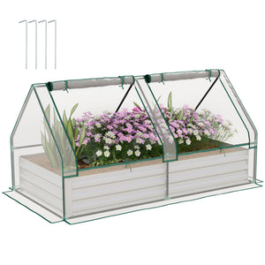 6' x 3' Metal Planter Box with Cover, Raised Garden Bed with Mini Greenhouse for Herbs, Vegetables, Green and Dark Grey