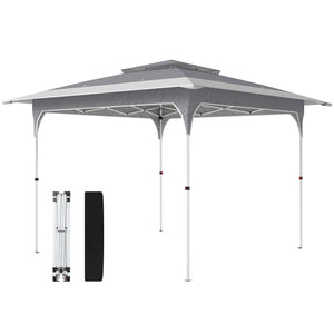 11.5 x 11.5 ft Pop Up Canopy Tent with 1-Button Push Easy Setup, UPF 50+ 2-Tier Instant Canopy with Carry Bag, Dark Grey