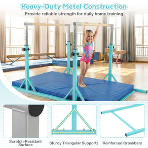 8 FT Double Horizontal Bars with 13-Level Adjustable Heights-Green view 7