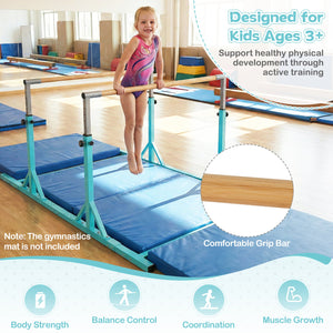 8 FT Double Horizontal Bars with 13-Level Adjustable Heights-Green view 9