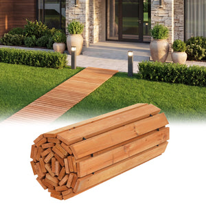 8 FT Wooden Garden Pathway with Non-Slip Surface for Patio-Natural view 4