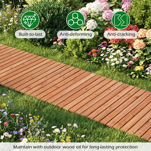 8 FT Wooden Garden Pathway with Non-Slip Surface for Patio-Natural view 7