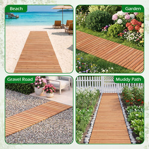 8 FT Wooden Garden Pathway with Non-Slip Surface for Patio-Natural view 9