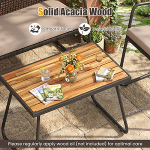 8 Pieces Patio Furniture Set with Acacia Wood Coffee Table and Zippered Cushions-Yellow view 8