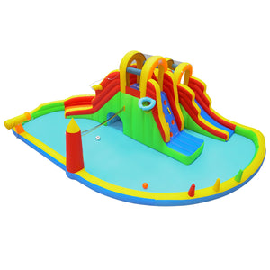8-in-1 Giant Bounce House with 2 Long Slides and Climbing Walls for Yard Party view 3