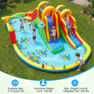 8-in-1 Giant Bounce House with 2 Long Slides and Climbing Walls for Yard Party view 6