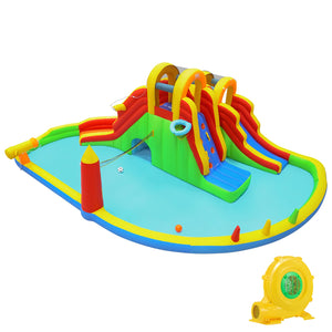 8-in-1 Giant Bounce House with 2 Long Slides for Yard Party with 780W Blower view 3