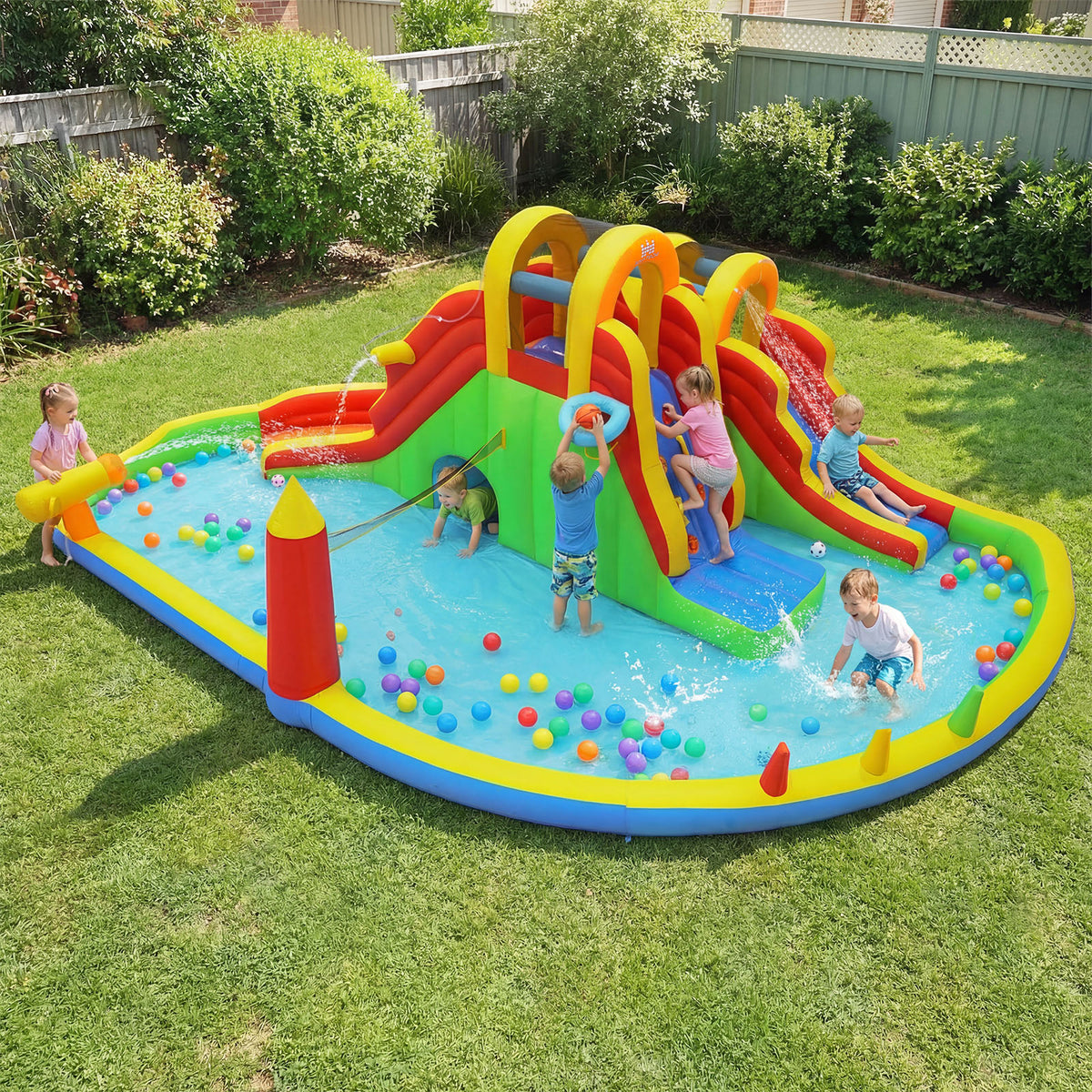 8-in-1 Giant Bounce House with 2 Long Slides for Yard Party with 780W Blower view 2