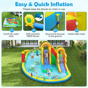 8-in-1 Giant Bounce House with 2 Long Slides for Yard Party with 780W Blower view 8