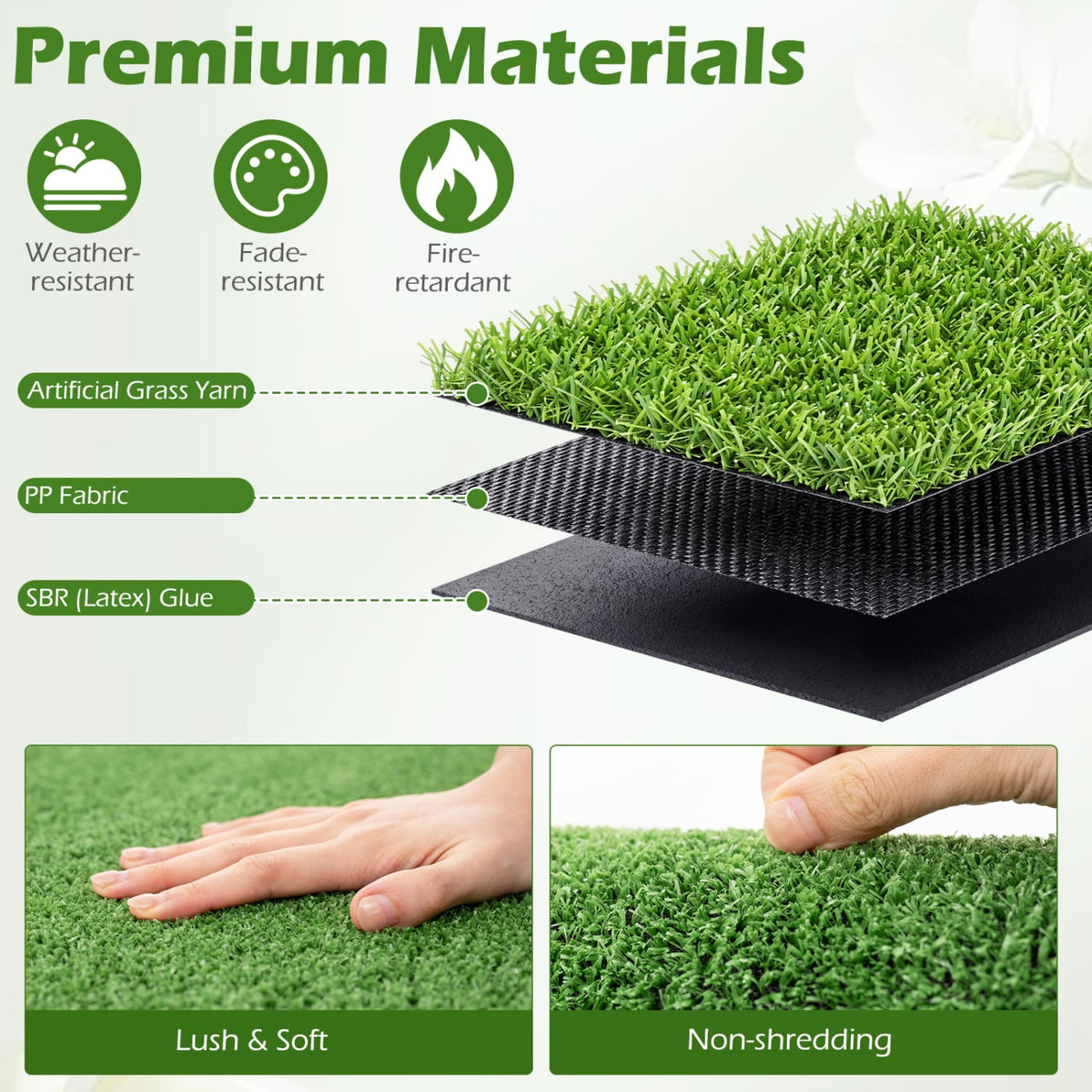 8 x 5 Feet Artificial Turf Rug with Low 0.3 inch Pile Height-S view 6