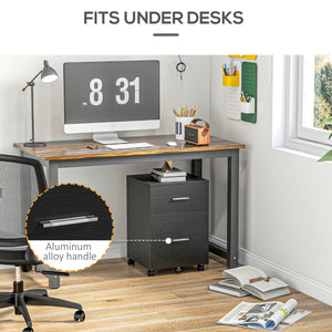Mobile Filing Cabinet, Vertical File Cabinet with 2 Drawers, Wheels, for Letter or A4 File, Natural