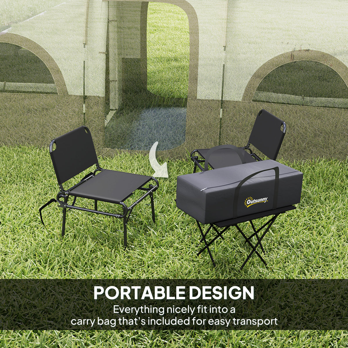 4 Person Camping Tent, 3 Room Cabin Tent, 3000mm Waterproof and UPF30+ with Sewn in Groundsheet and Carry – view 13