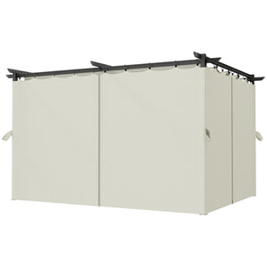 10' x 13' Pergola with Retractable Canopy and Curtains, UPF30+ Sun Shade Shelter for Grill, Garden, Backyard, Deck
