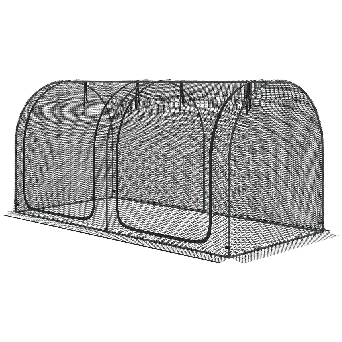 8' x 4' Crop Cage, Garden Plant Protector, with 2 Zippered Doors and 6 Ground Stakes, for Garden, Yard
