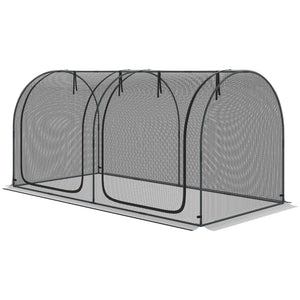 8' x 4' Crop Cage, Garden Plant Protector, with 2 Zippered Doors and 6 Ground Stakes, for Garden, Yard