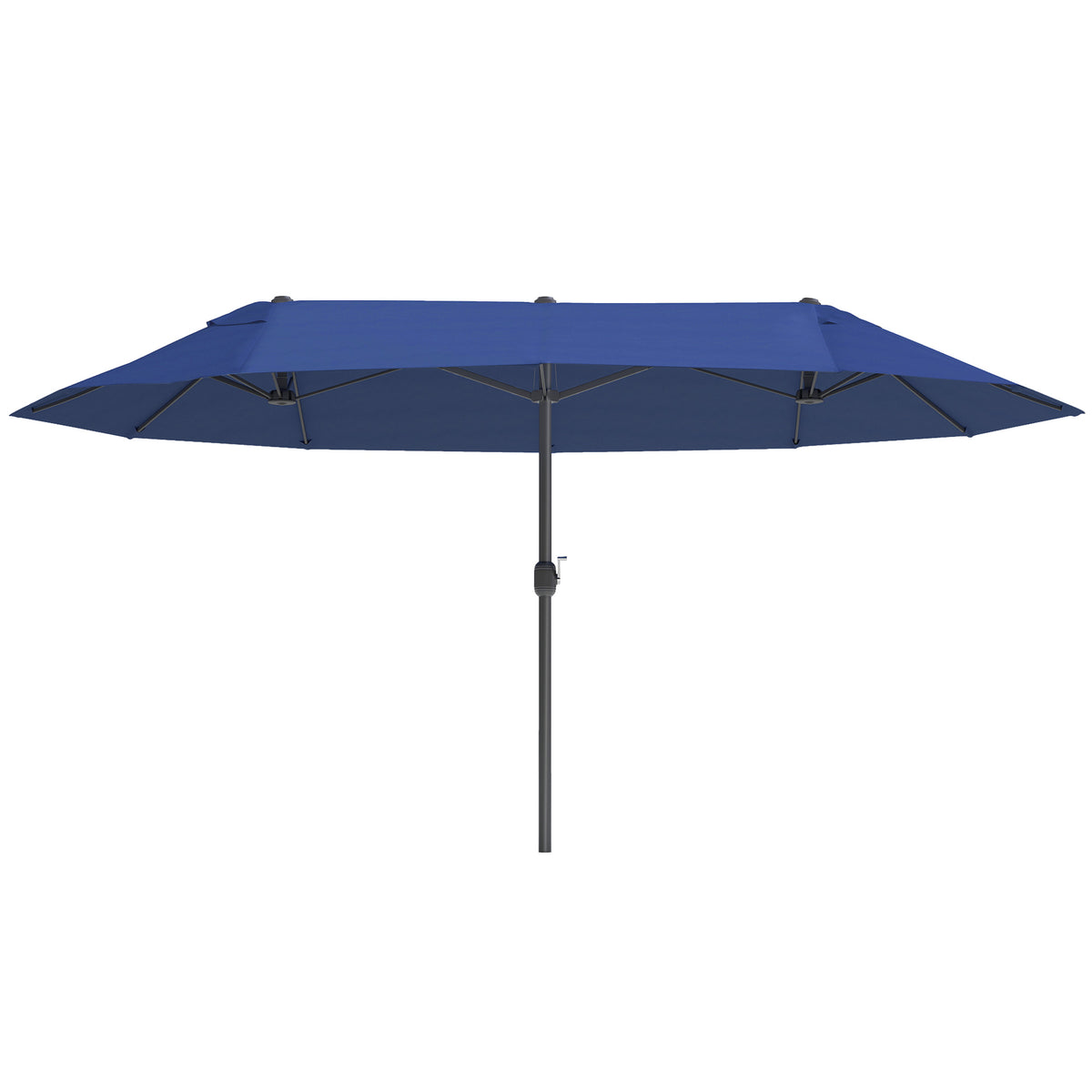 15' Outdoor Patio Umbrella with Twin Canopy Sunshade Steel Table Umbrella w/ Lift Crank, Cross base – view 2