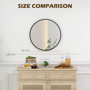 24" Decorative Wall Mirror for Bedroom Living Room, Modern Round Bathroom Mirror for Home Decor, Black – view 6