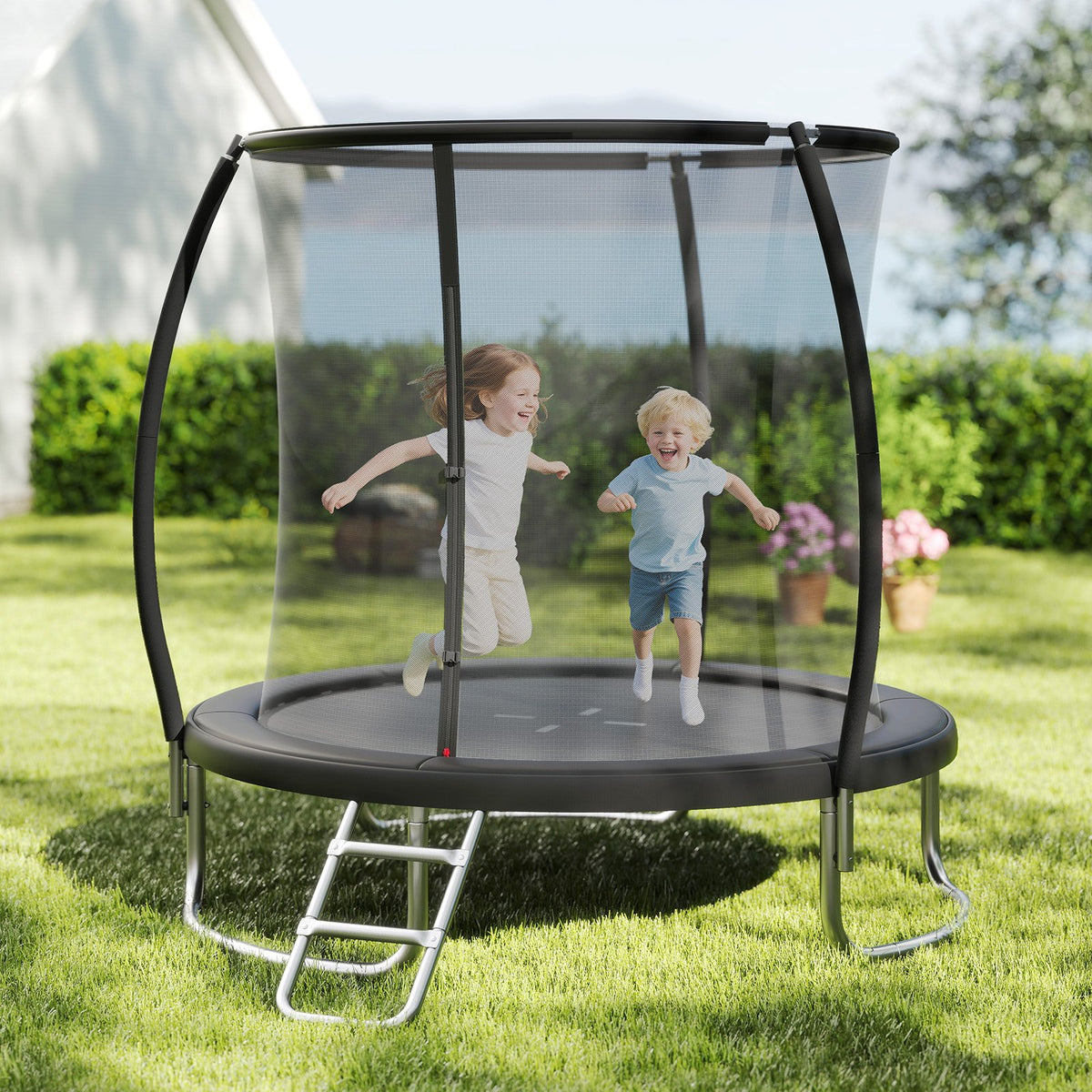 8FT Outdoor Heavy-Duty Recreational Trampoline-Black view 2