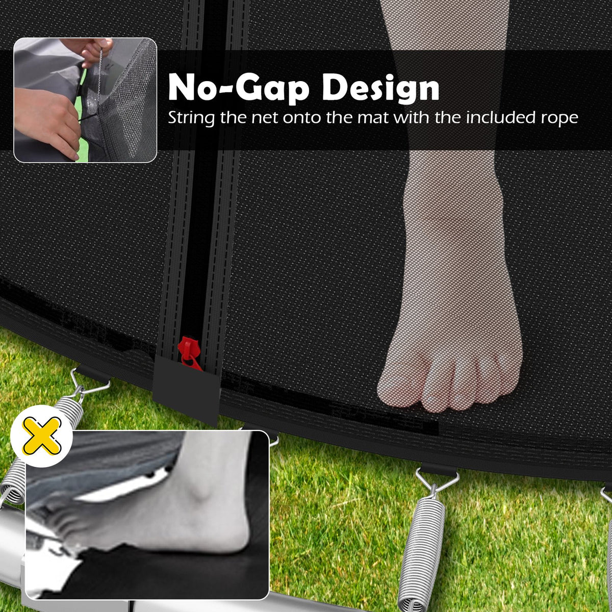 8FT Outdoor Heavy-Duty Recreational Trampoline-Black view 5