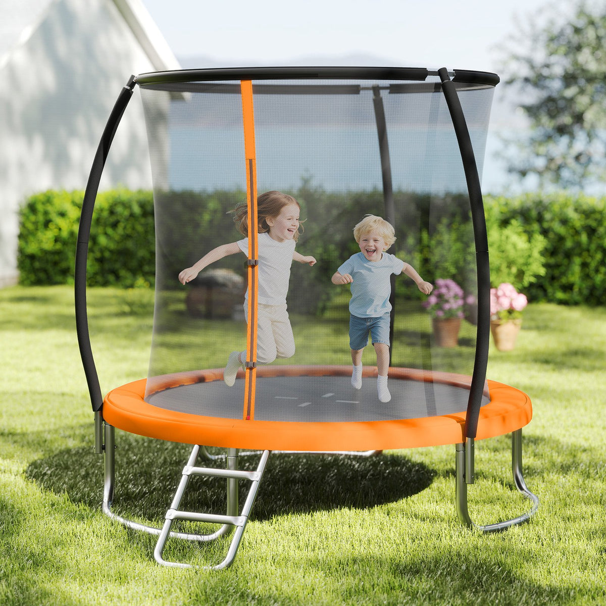 8FT Outdoor Heavy-Duty Recreational Trampoline-Orange view 2