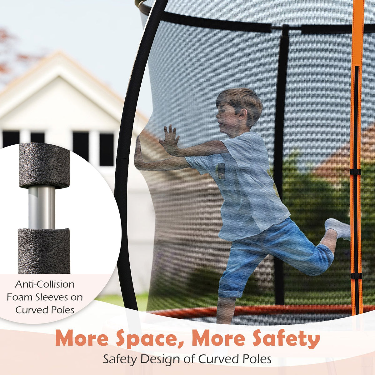 8FT Outdoor Heavy-Duty Recreational Trampoline-Orange view 4