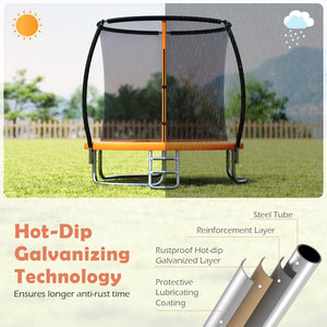 8FT Outdoor Heavy-Duty Recreational Trampoline-Orange view 7