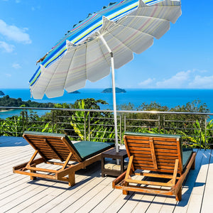 8FT Portable Beach Umbrella with Sand Anchor and Tilt Mechanism for Garden and Patio-Blue view 3