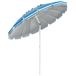 8FT Portable Beach Umbrella with Sand Anchor and Tilt Mechanism for Garden and Patio-Blue view 4