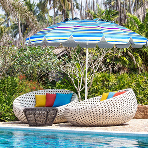 8FT Portable Beach Umbrella with Sand Anchor and Tilt Mechanism for Garden and Patio-Blue view 6