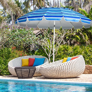 8FT Portable Beach Umbrella with Sand Anchor and Tilt Mechanism for Garden and Patio-Navy view 3